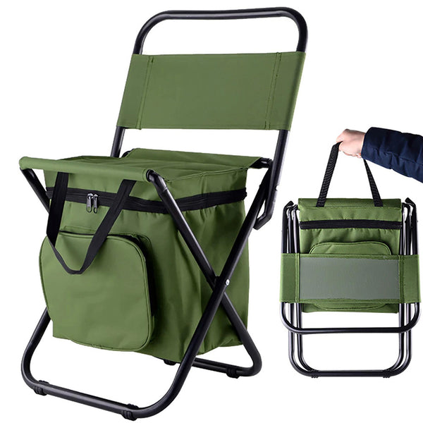 Silla Plegable de playa y pesca con Respaldo y Bolsa Térmica